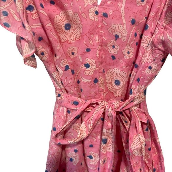 Revolve Oliphant Pink Flirty Floral Ruffle Hem Dress Size XL - Picture 6 of 8